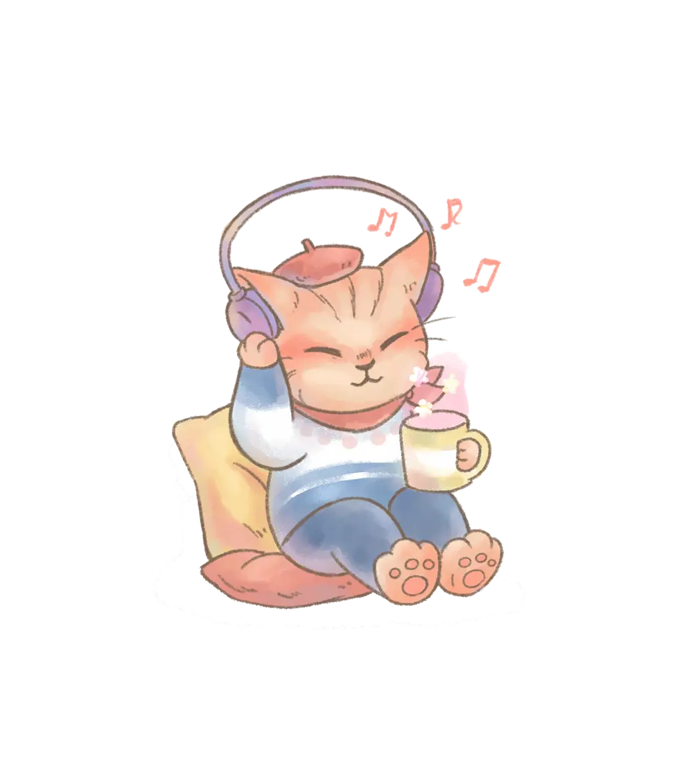 Cat with headphones